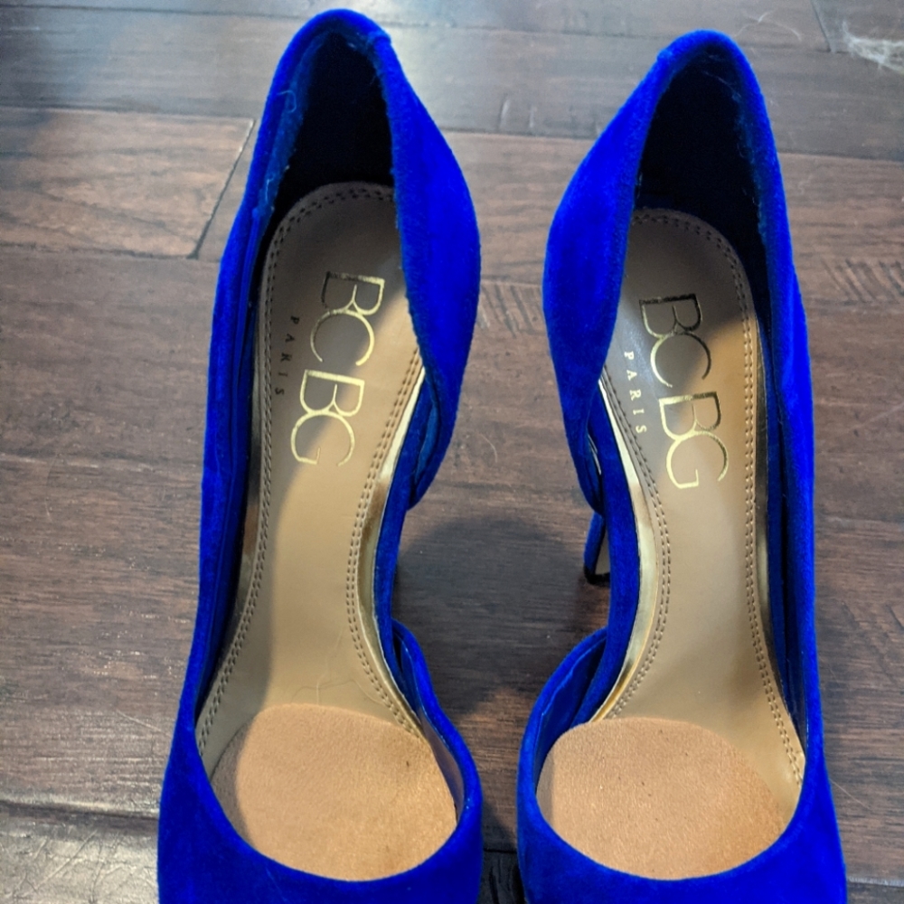 Blue suede BCBG heels